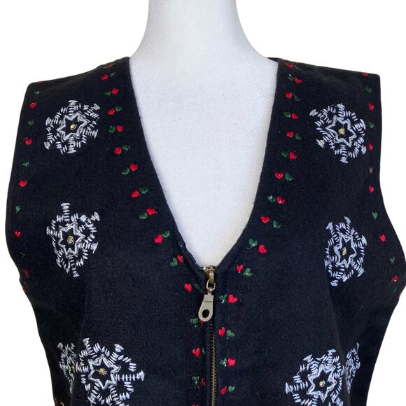 Paul Harris Sz M Vintage Wool Blend Christmas Holiday Vest Embroidered Retro - Picture 2 of 16